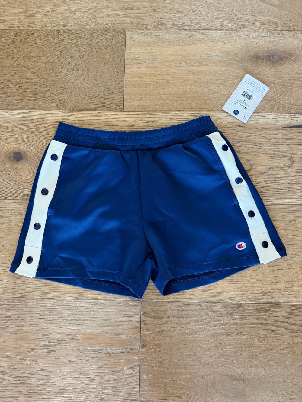 Champion Blue Athletic Shorts with White Side Accents